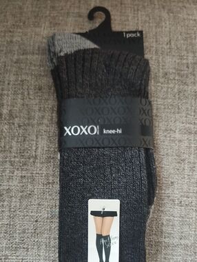 XOXO Women's Knee-High Socks in Charcoal Gray